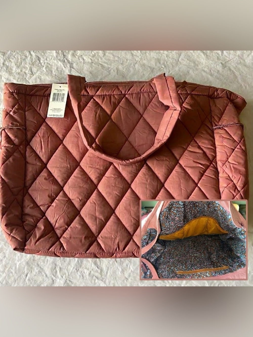 Vera Bradley Knollton Travel Tote Bag Withered Rose Mauve Pink Carry On NWT